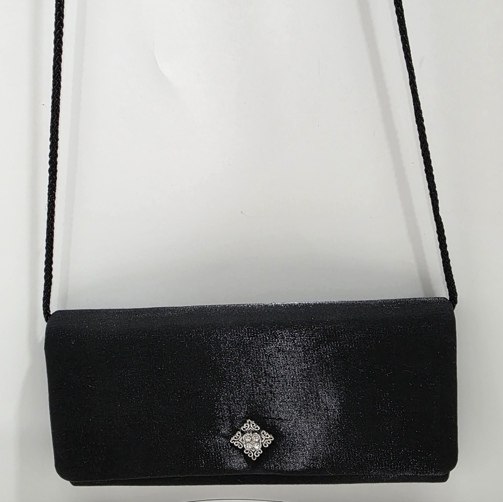 Vintage Italian Designer Black Evening Clutch with Embellishment